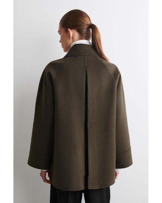 COS Brown Mock-Neck Double-Faced Wool Short Coat
