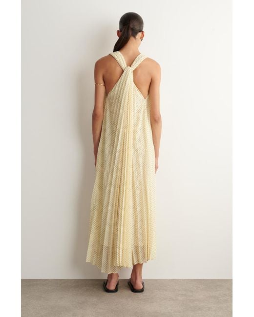 COS White Tie-Detail Pleated Georgette Maxi Dress