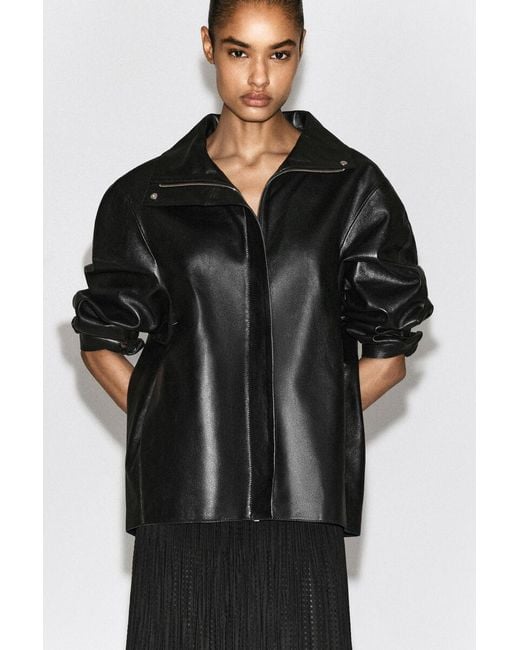 COS Black Pleated Jacquard Midi Skirt