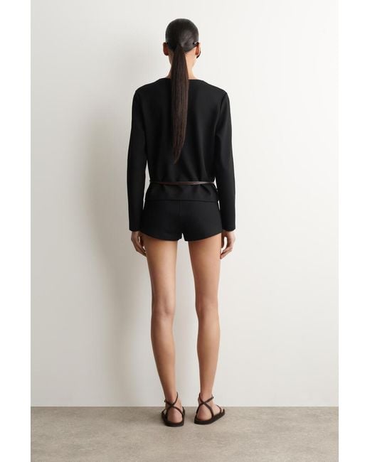COS Black Minimal Jersey Shorts
