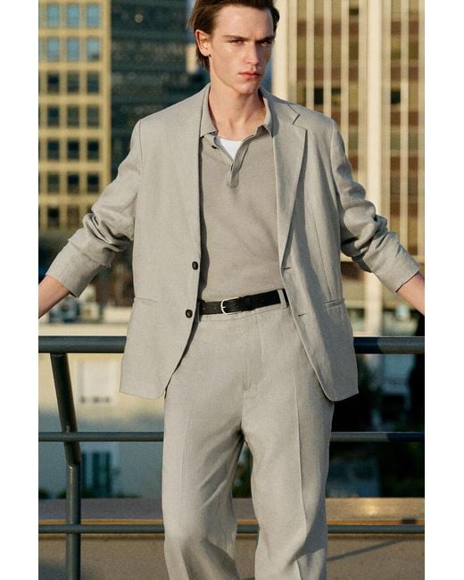 COS Green Single-Breasted Linen Blazer for men