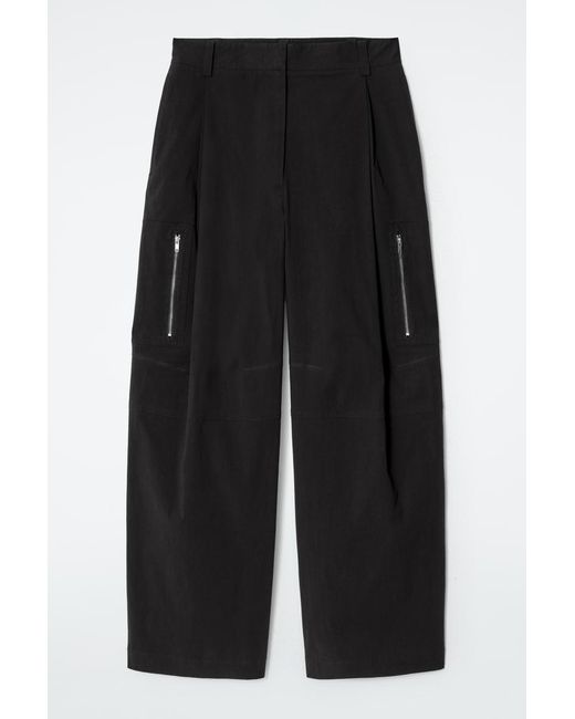 COS Black Utility Barrel-leg Cargo Trousers