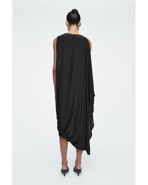 COS Black Draped Bubble Midi Dress