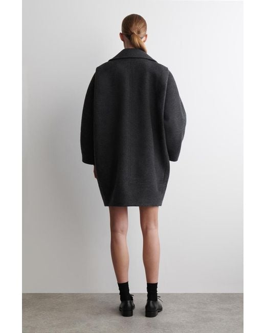 COS Black Sculpted Wool Coat