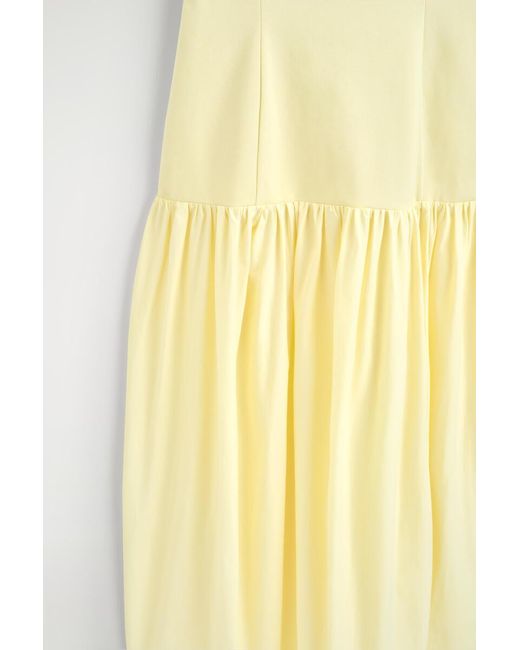 COS Yellow Sculpted Dropped-Waist Midi Dress