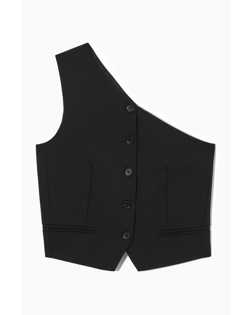 COS Black Asymmetric Tailored Wool Waistcoat