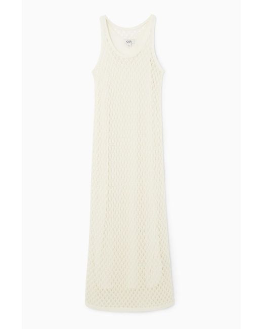 COS White Sleeveless Open-knit Midi Dress