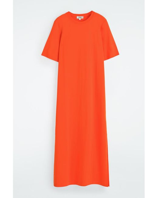 COS Orange Cotton Midi T-Shirt Dress
