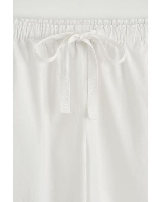 COS White Drawstring Cotton Trousers