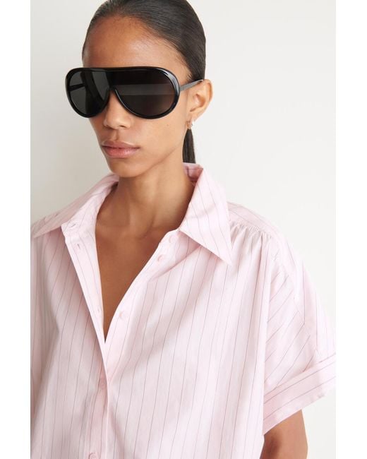 COS Pink Striped Short-Sleeved Cotton Shirt