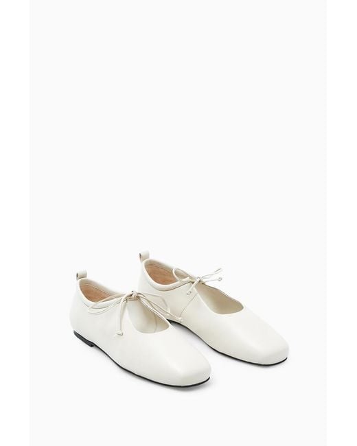COS White Lace-up Ballet Flats