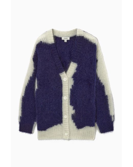 COS Blue Mohair Oversized V-neck Cardigan