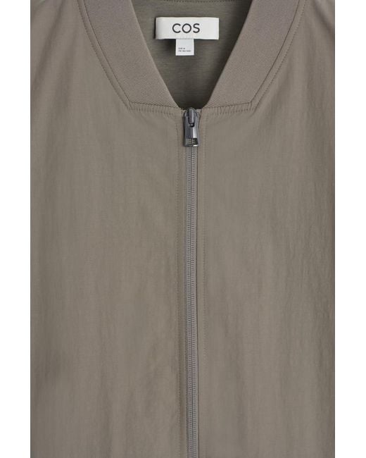COS Gray Nylon-Panelled Bomber Jacket for men