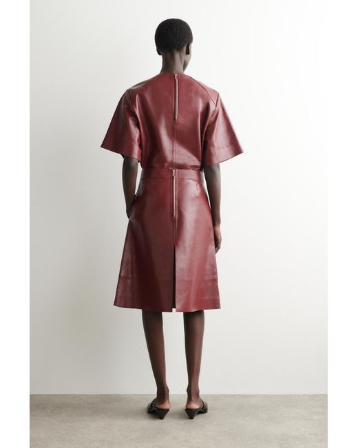 COS Pleated Textured-Leather Midi Skirt