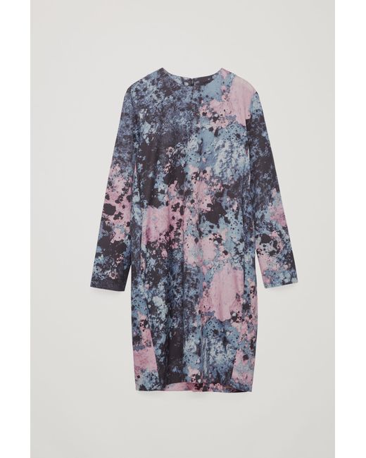 COS Purple Printed Cocoon-shaped Dress