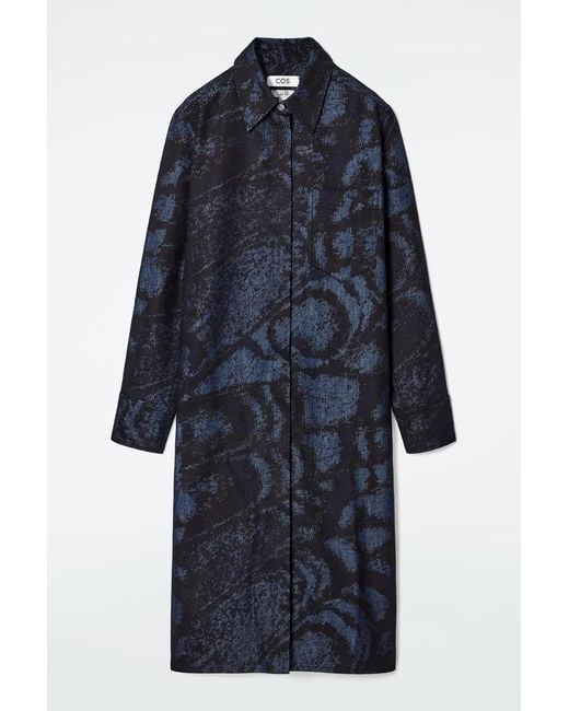 COS Blue Jacquard Denim Shirt Dress
