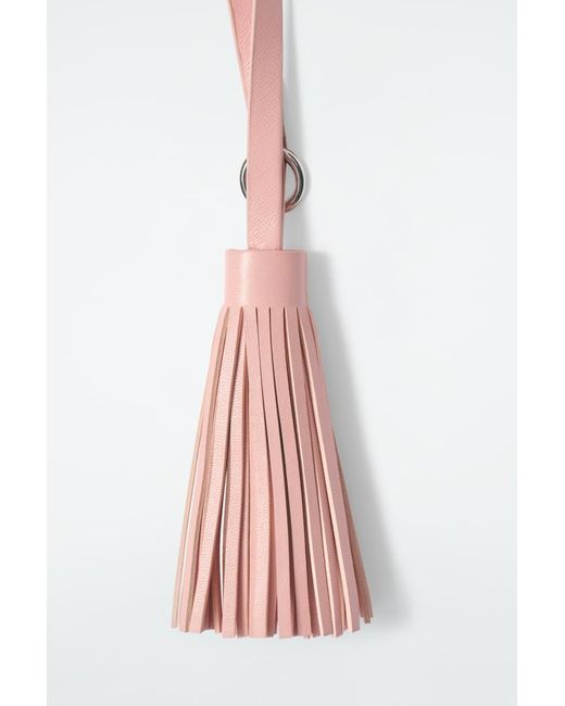 COS White Tasseled Leather Bag Charm