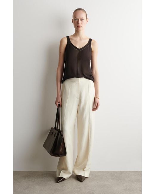 COS Brown Open-Knit Detail Tank Top