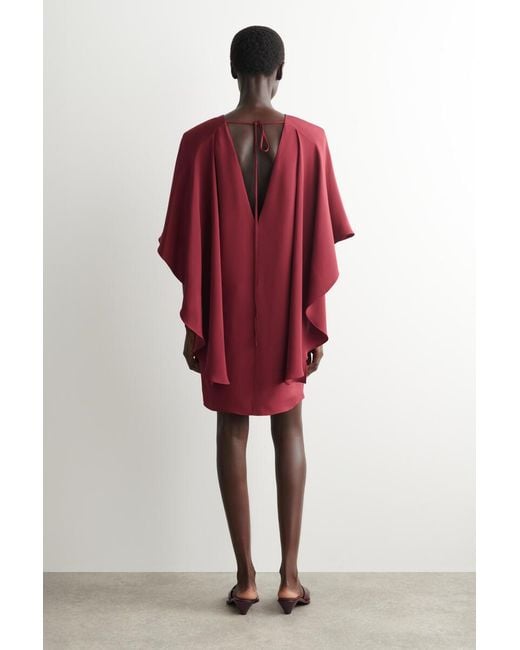 COS Red Draped Silk Mini Dress