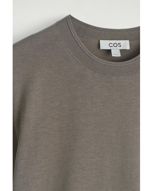 COS Gray Slim Knitted Silk T-Shirt for men