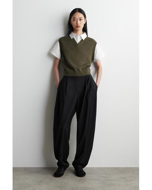 COS Green Layered Merino Wool Sweater Tank