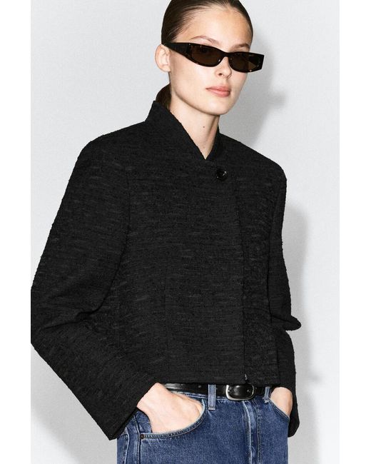 COS Black Cropped Structured Jacquard Blazer