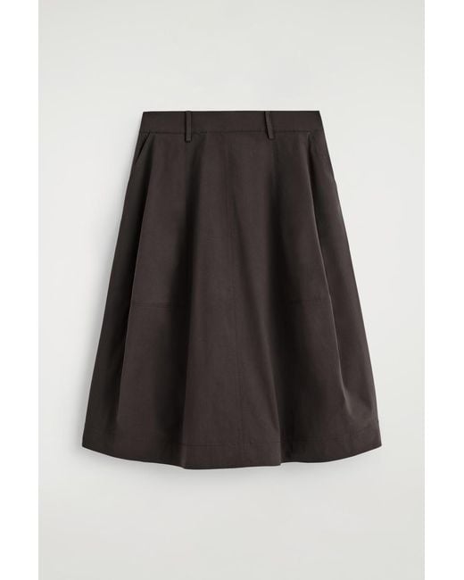 COS Black Voluminous Cotton Midi Skirt