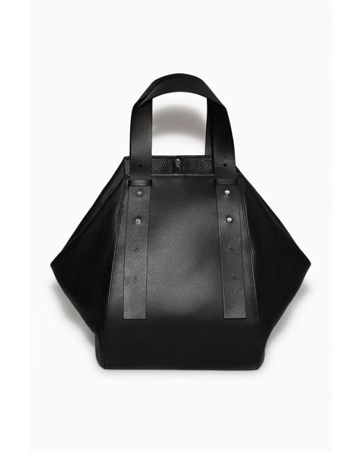 COS Large Leather Bowling Bag in Black Lyst