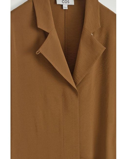 COS Brown Side-belt Midi Shirt Dress