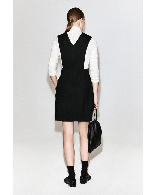 COS Black Boiled Wool-Blend Mini Pinafore Dress