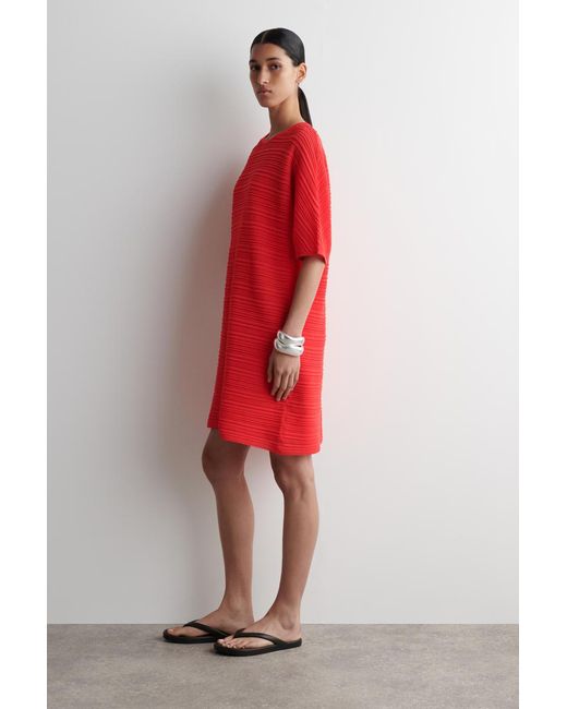 ★SCULPTOR★ Pleated Knit Mini Dress Red SC24S301RD COS Pleated Knitted Mini Dress in Red | Lyst
