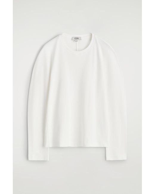 COS White Rounded Jersey Top