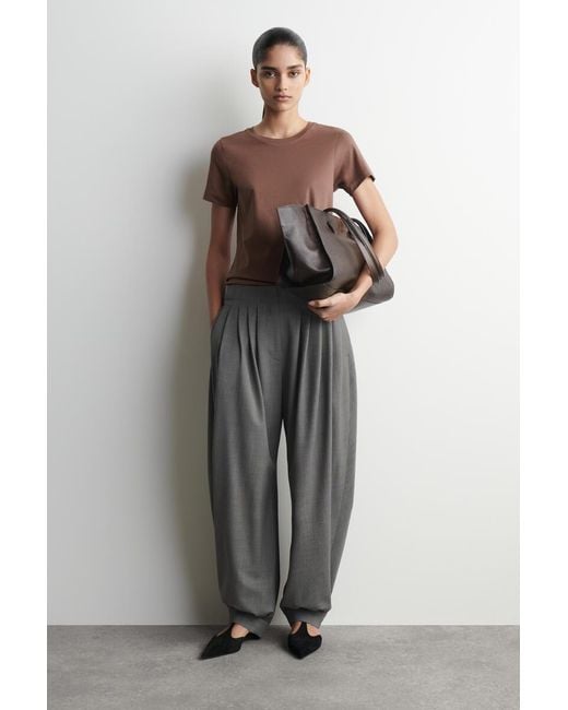 COS Brown Cotton Crew-Neck T-Shirt