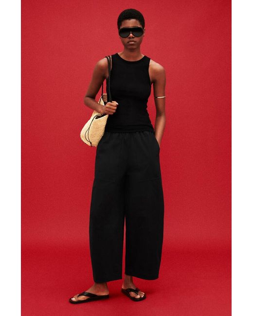 COS Black Ribbed Silk Tank Top