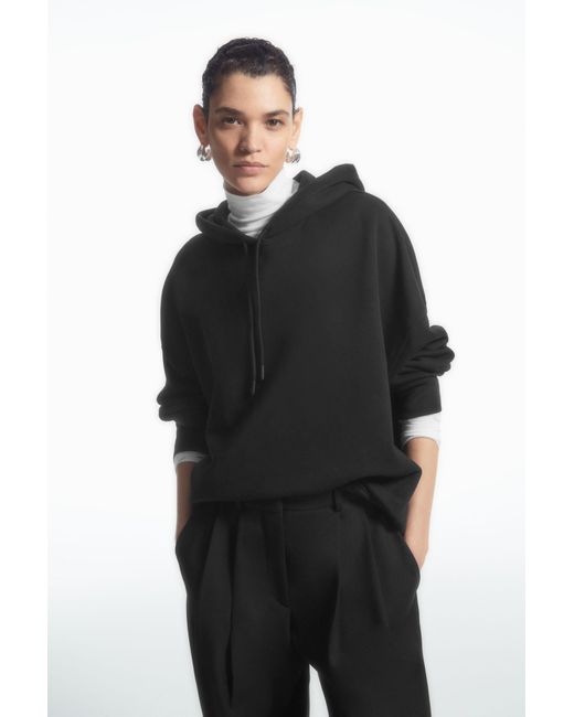 COS Black Relaxed Jersey Hoodie