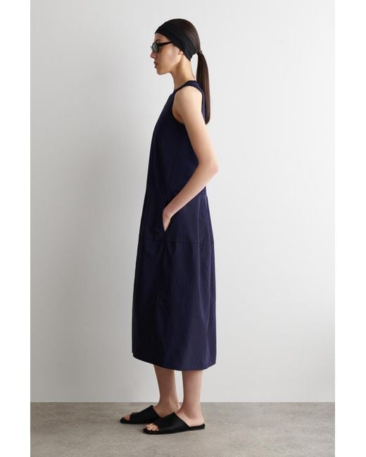 COS Blue Panelled Sleeveless Midi Dress
