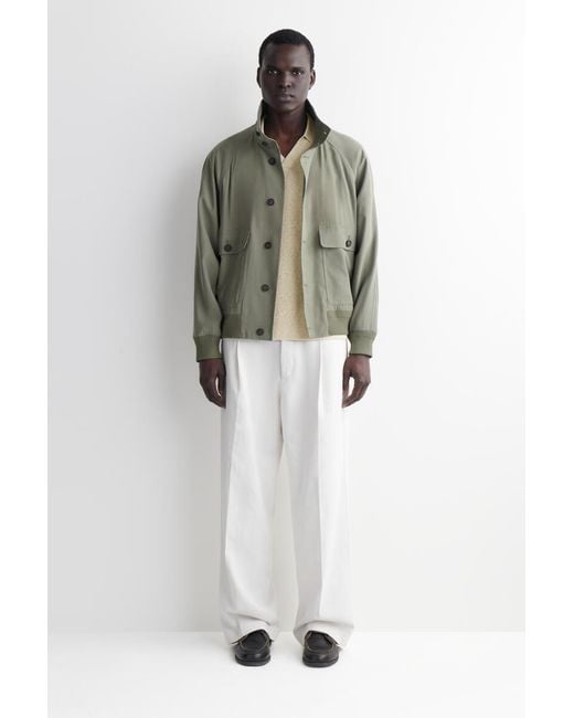 COS White Open-Knit Polo Shirt for men