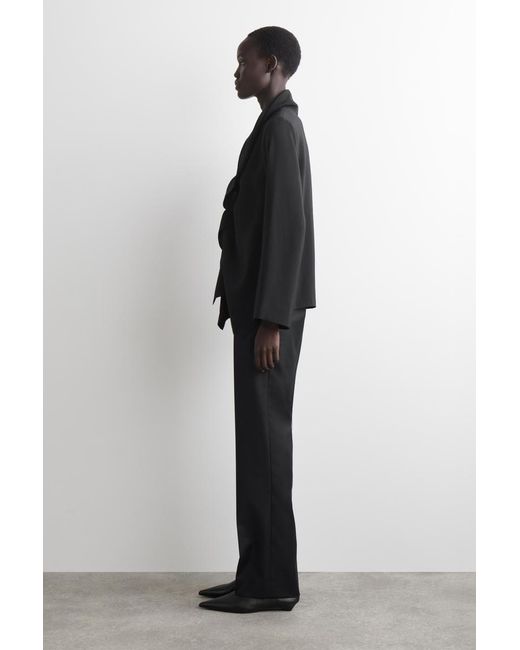 COS Black Ruffled Draped Blouse
