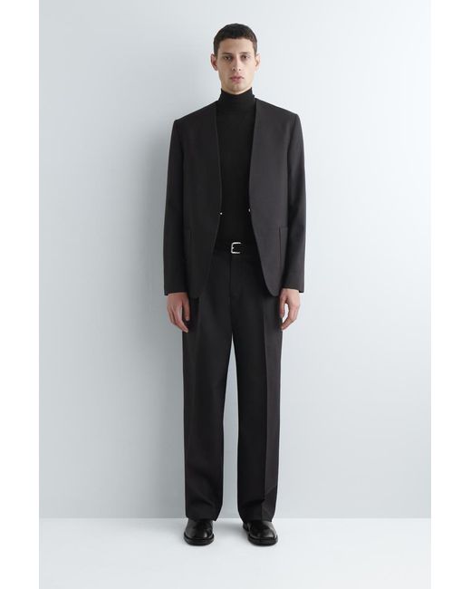 COS Black Pleated Wool Relaxed-Fit Trousers for men