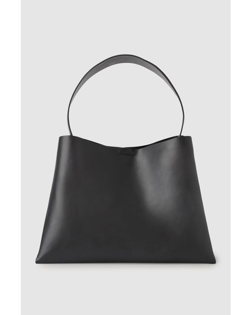 COS Black Folded Leather Large Shoulder Bag