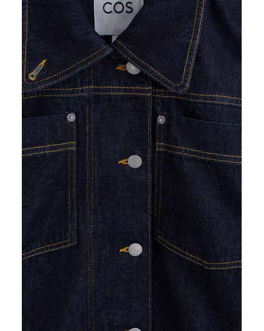 COS Blue Funnel-Neck Denim Jacket