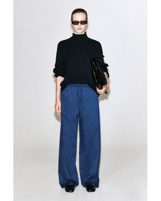 COS Blue Piped Striped Drawstring Pants