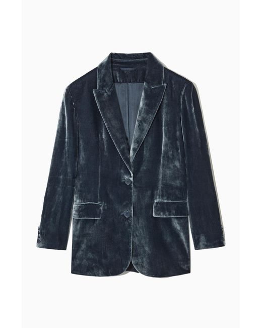 COS Blue Relaxed-fit Velvet Blazer