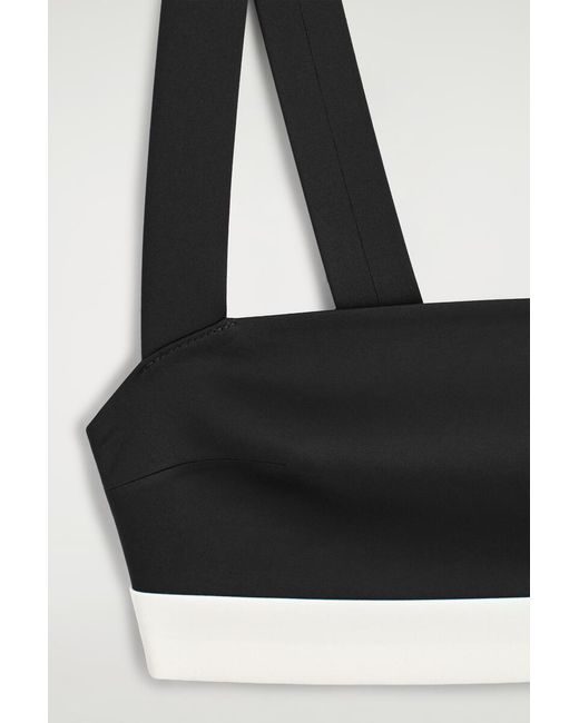 COS Black Colour-Block Scuba Bikini Top