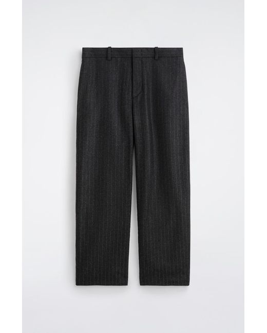 COS Black Pinstriped Wool Relaxed-Fit Tapered Trousers for men