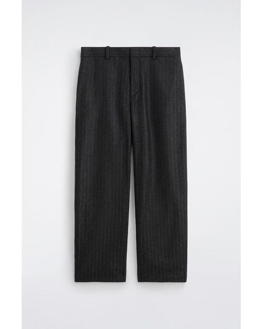 COS Black Pinstriped Wool Relaxed-Fit Tapered Trousers for men