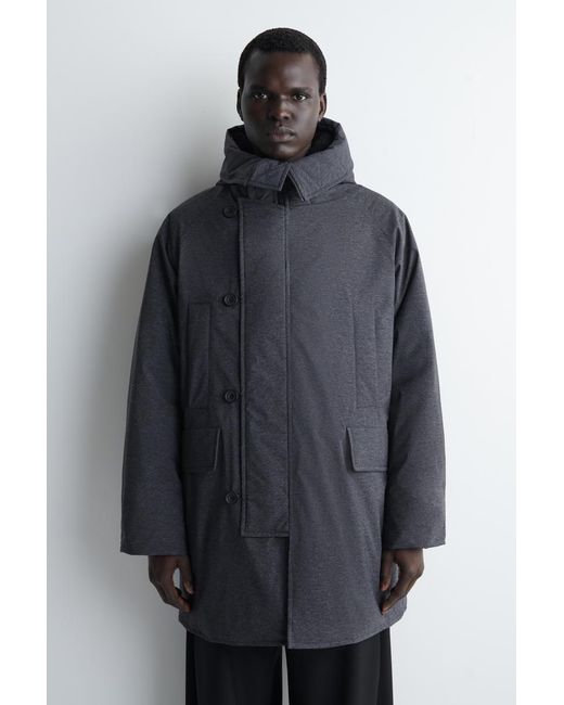 COS Blue Technical Hooded Down Parka for men