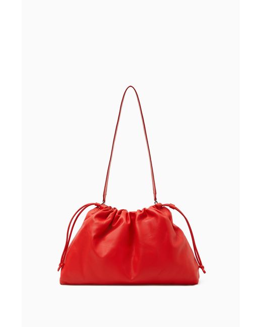 COS Red Cavatelli Clutch Bag - Leather