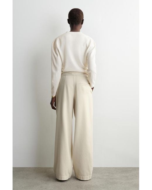 COS Natural Pleated Wide-Leg Denim Pants