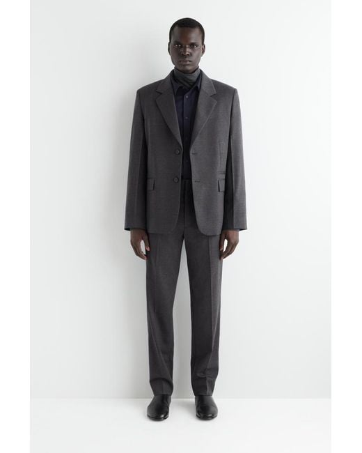 COS Gray Single-Breasted Wool Blazer for men